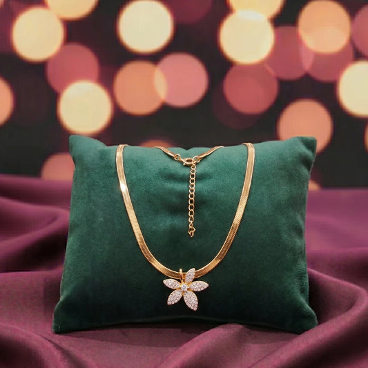 Gold Plated Floral Pendant Necklace for Women | Anti-Tarnish | Stainless Steel Jewellery