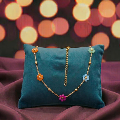 Multicolor Floral Pendant for Women | Gold-Tone | Anti-Tarnish Stainless Steel