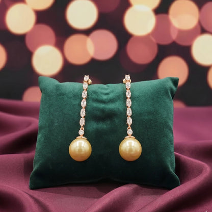 Rose Gold Pearl Drop Earrings for Women | Crystal Studded | Anti-Tarnish Stainless Steel Jewelry