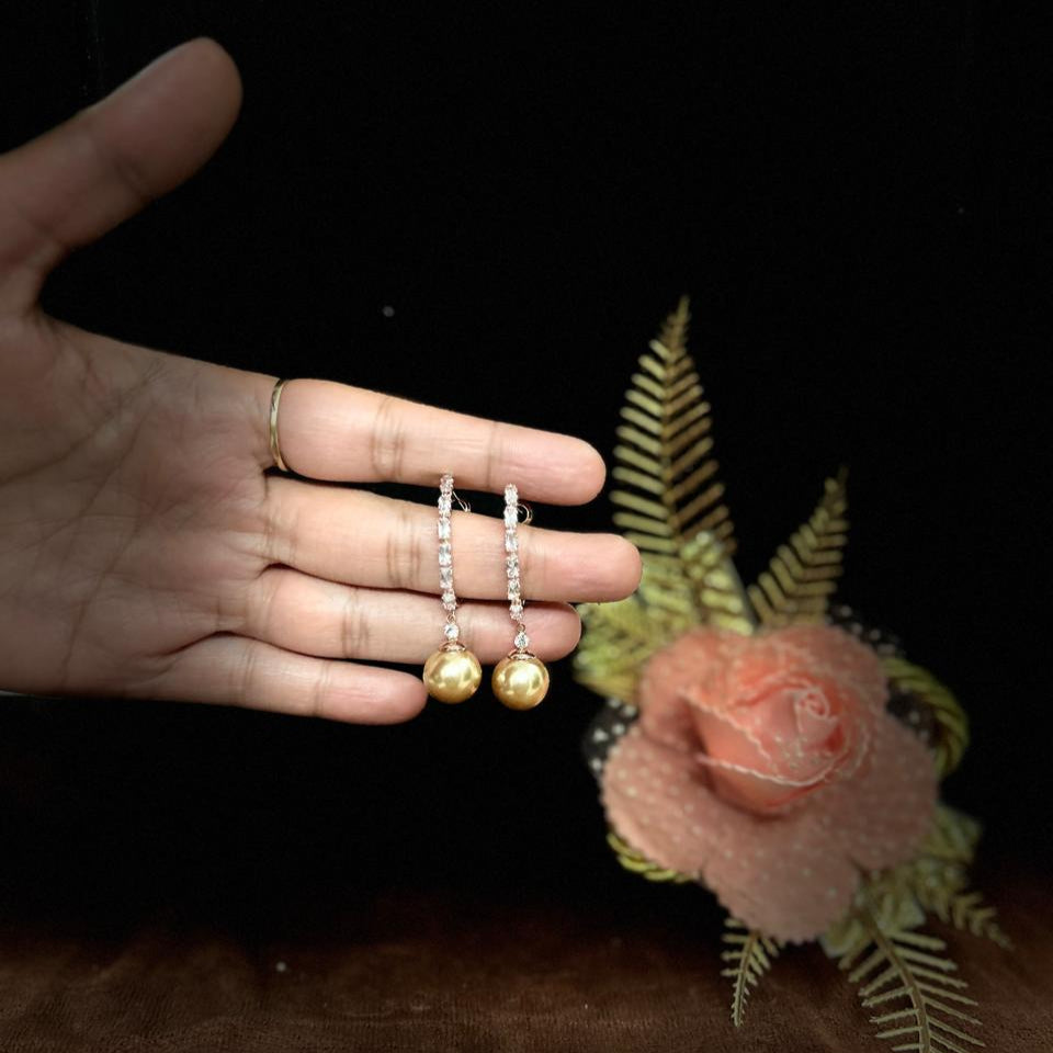 Rose Gold Pearl Drop Earrings for Women | Crystal Studded | Anti-Tarnish Stainless Steel Jewelry
