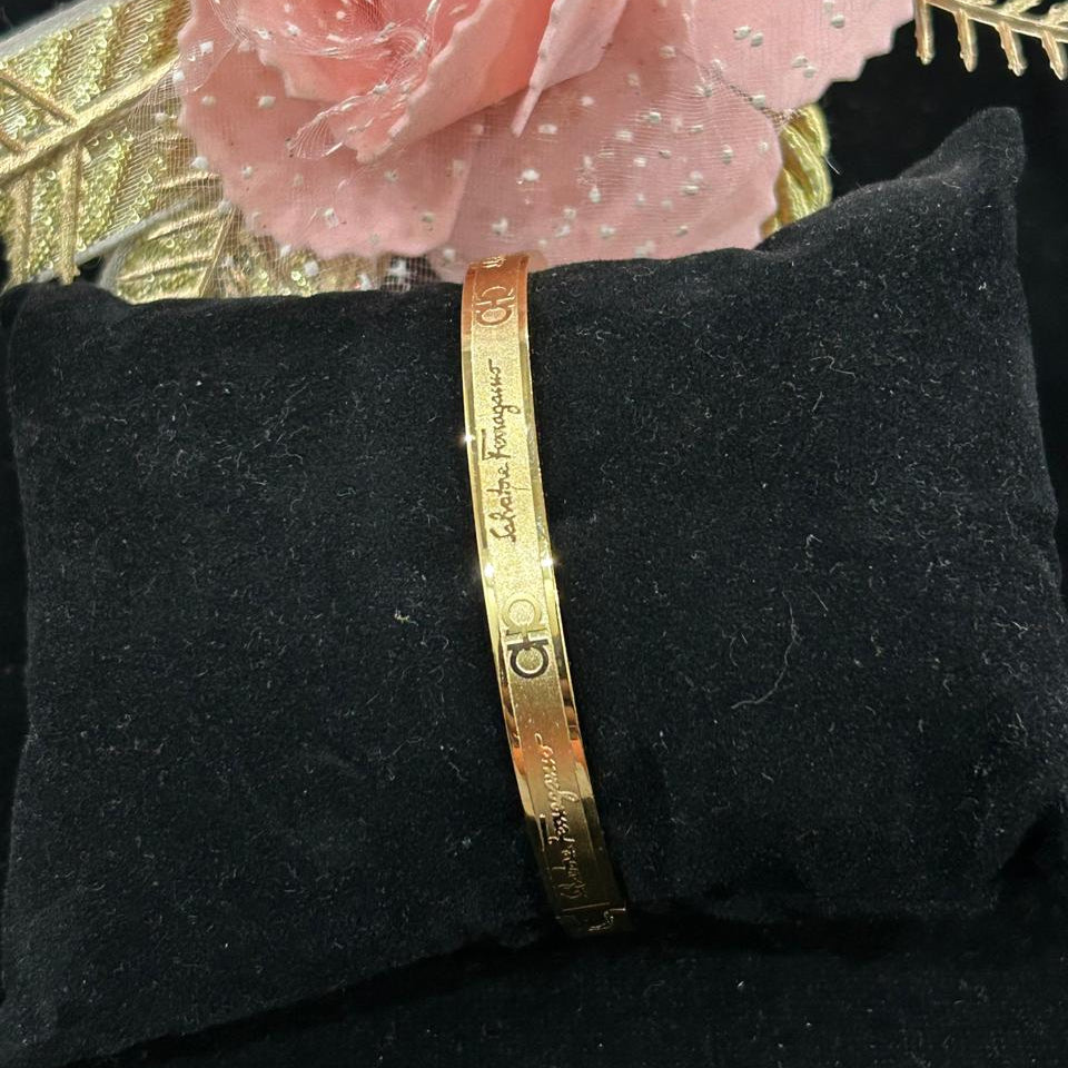 Gold Engraved Bangle Bracelet for Women | Sleek Design | Anti-Tarnish Stainless Steel Jewelry