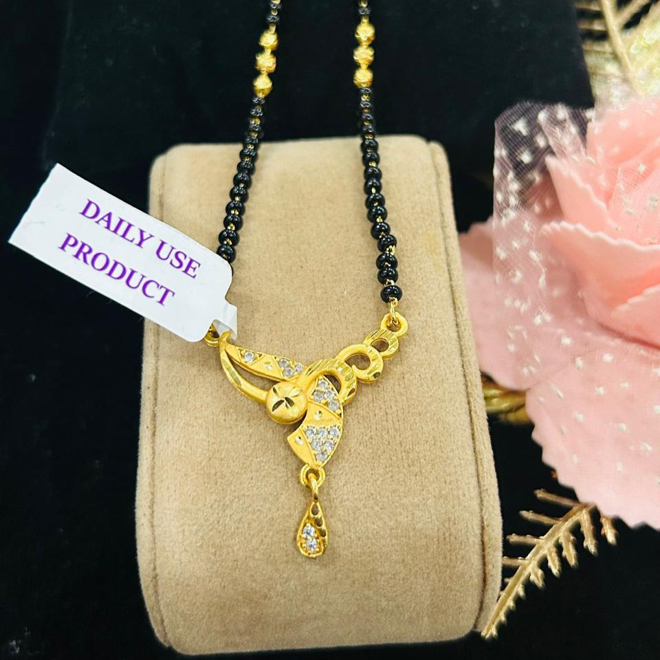 Elegant Daily Wear Gold-Plated Mangalsutra for Women | CZ Stone Pendant | Anti-Tarnish Stainless Steel