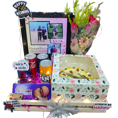 Luxury 25th Anniversary Gift Hamper with Cake