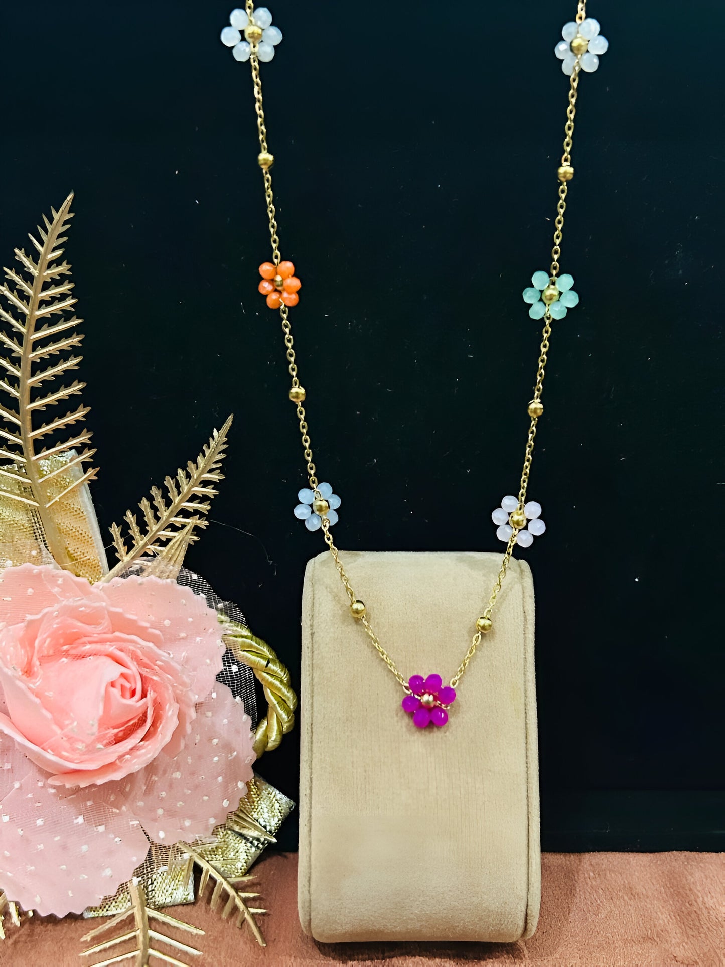 Multicolor Floral Pendant for Women | Gold-Tone | Anti-Tarnish Stainless Steel