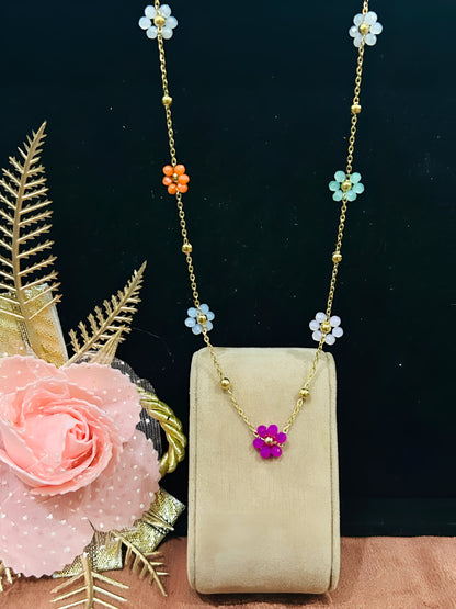 Multicolor Floral Pendant for Women | Gold-Tone | Anti-Tarnish Stainless Steel