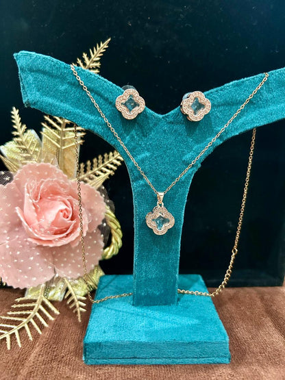 Rose Gold Clover Pendant Set for Women | Anti-Tarnish Stainless Steel Jewelry | Elegant & Minimal Design