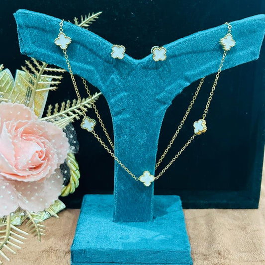 Gold Clover Motif Pendant Set for Women | Minimal Design | Anti-Tarnish Stainless Steel Jewellery