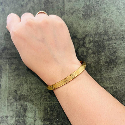 Gold Engraved Bangle Bracelet for Women | Sleek Design | Anti-Tarnish Stainless Steel Jewelry