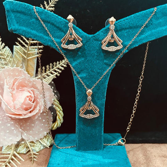 Rose Gold Designer Pendant Set for Women | Elegant Motif | Anti-Tarnish Stainless Steel Jewellery