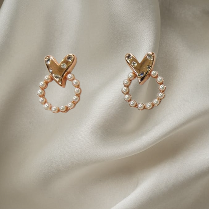 Rose Gold Heart & Pearl Hoop Earrings for Women | Anti-Tarnish Stainless Steel Jewelry