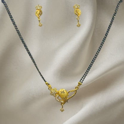 Gold Plated Mangalsutra Set for Women | Leaf & Floral Pendant Design | Anti-Tarnish Stainless Steel Jewelry