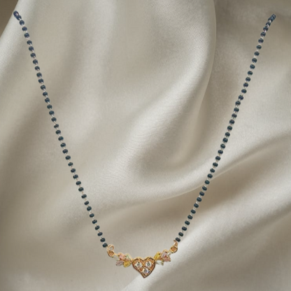 Rose Gold Heart Mangalsutra for Women | Stainless Steel | Anti-Tarnish | Black Bead Chain | Daily & Party Wear Jewelry