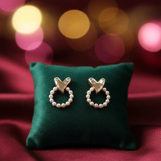Rose Gold Heart & Pearl Hoop Earrings for Women | Anti-Tarnish Stainless Steel Jewelry