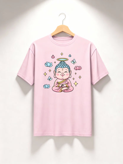 Trendy Women’s Buddha & Peace Graphic T-Shirt – Stylish Casual Wear Classic Crew T-Shirt