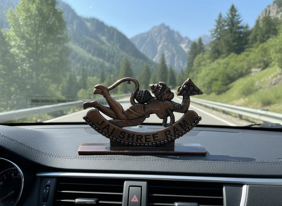 Jai Shree Ram Metal Car Dashboard Idol – Elegant Hanuman Ji Design