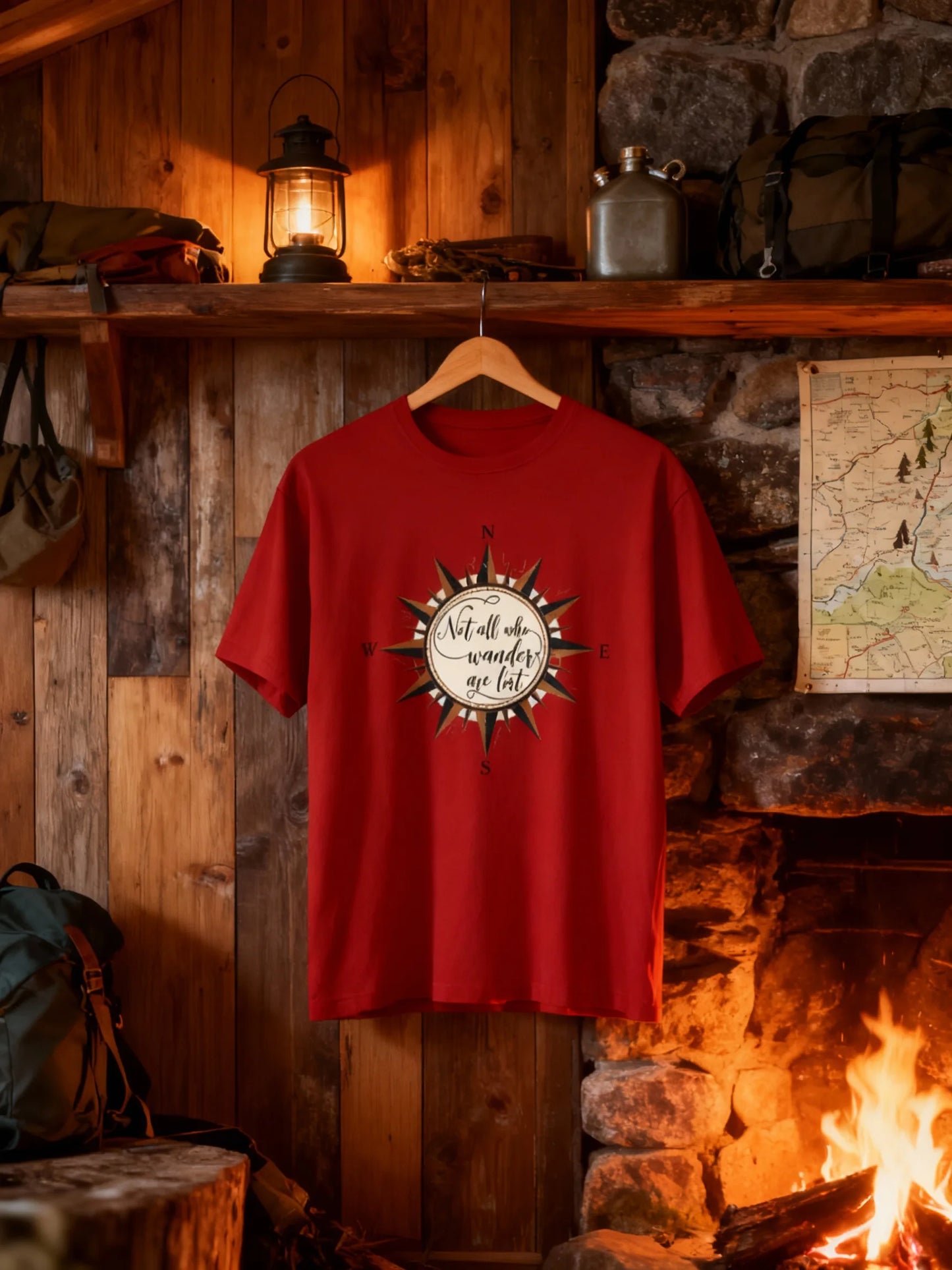 “Not All Who Wander Are Lost” Unisex Travel T-Shirt – Compass Adventure Tee Unisex Classic Crew T-Shirt