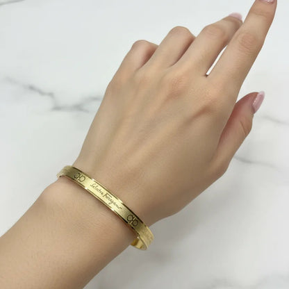 Gold Engraved Bangle Bracelet for Women | Sleek Design | Anti-Tarnish Stainless Steel Jewelry
