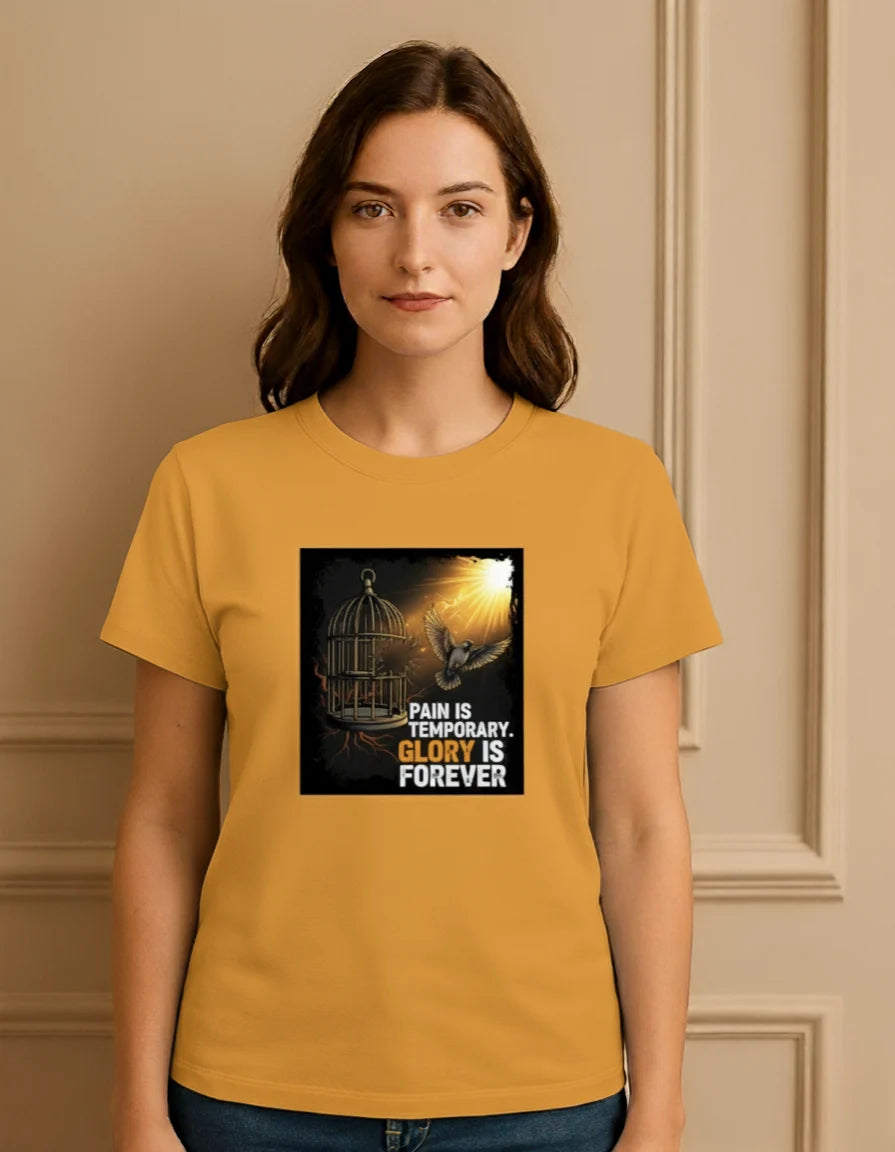 Unisex “Pain is Temporary, Glory is Forever” Motivational Casual Wear Classic Crew T-Shirt