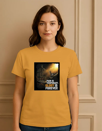 Unisex “Pain is Temporary, Glory is Forever” Motivational Casual Wear Classic Crew T-Shirt