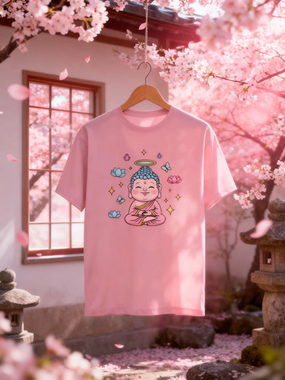Trendy Women’s Buddha & Peace Graphic T-Shirt – Stylish Casual Wear Classic Crew T-Shirt
