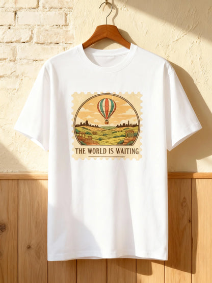 “The World Is Waiting” Unisex Travel T-Shirt – Wanderlust Adventure Tee Unisex Basic T-Shirt