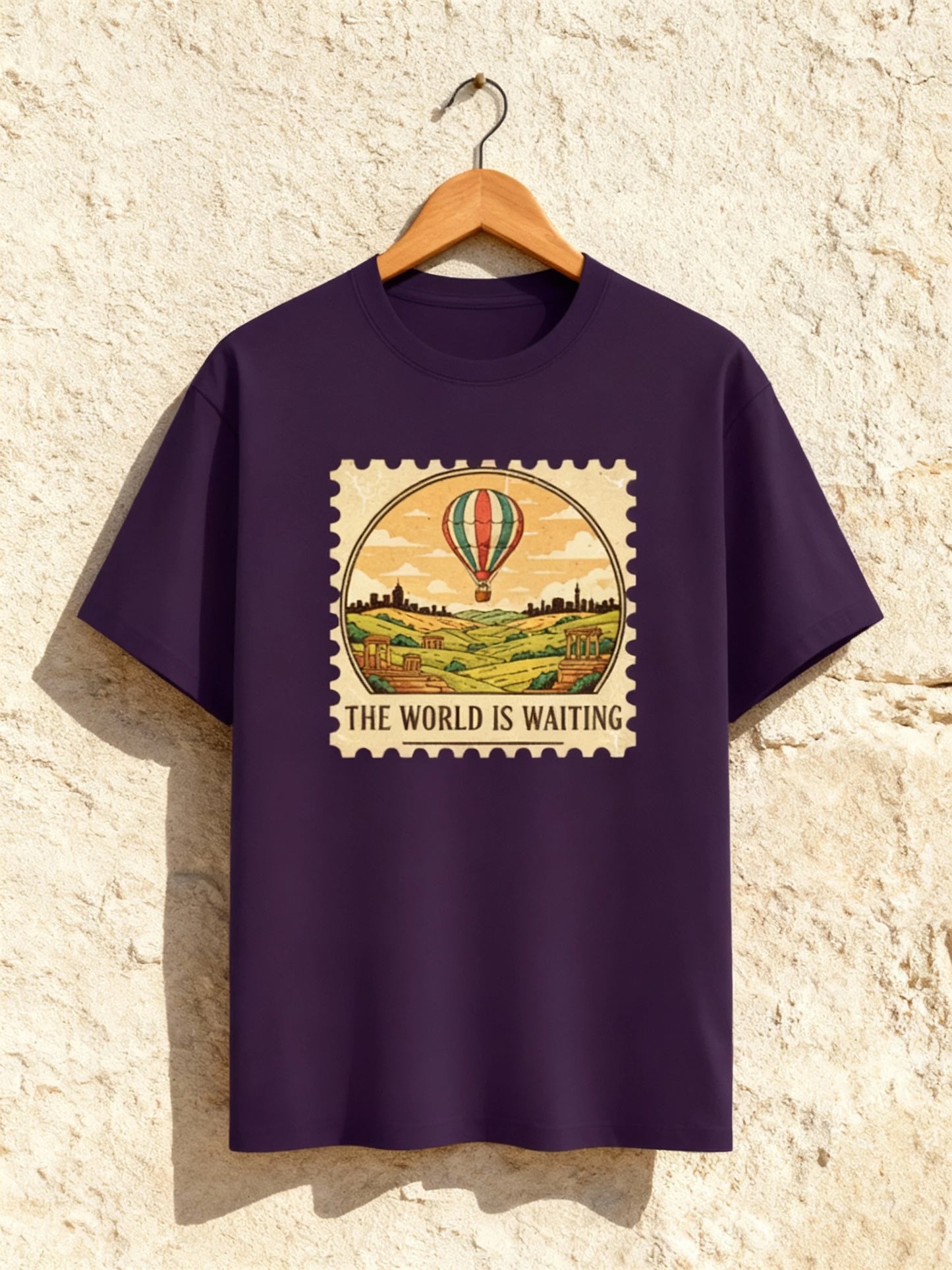 “The World Is Waiting” Unisex Travel T-Shirt – Wanderlust Adventure Tee Unisex Basic T-Shirt