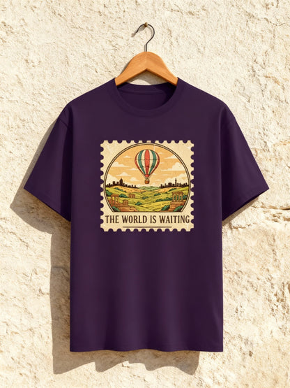 “The World Is Waiting” Unisex Travel T-Shirt – Wanderlust Adventure Tee Unisex Basic T-Shirt