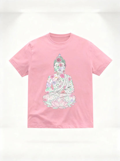 Women’s Buddha & Peace Graphic T-Shirt – Stylish & Mindful Casual Wear Classic Crew T-Shirt