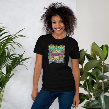 Unisex Motivational T-Shirt – “Discipline Over Motivation” Graphic Gym & Casual Tee | Classic Crew T-Shirt