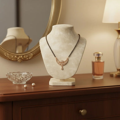 Elegant Rose Gold Mangalsutra for Women | CZ Stone Pendant | Anti-Tarnish Stainless Steel | Daily & Party Wear