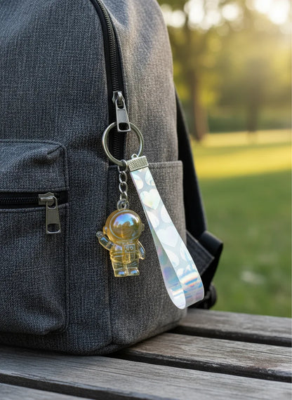 Transparent Astronaut Keychain – Crystal Look Hard Plastic Key Ring for Bikes, Bags & Gifts