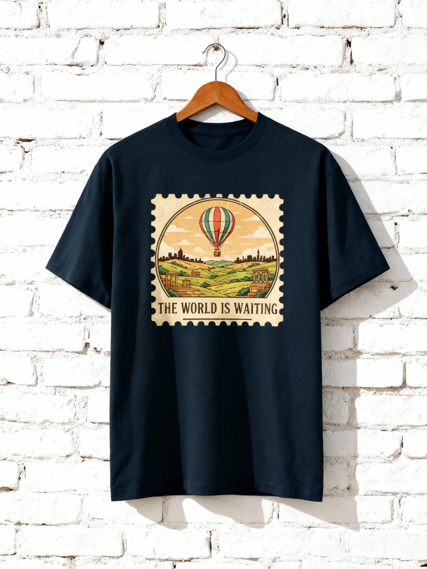“The World Is Waiting” Unisex Travel T-Shirt – Wanderlust Adventure Tee Unisex Basic T-Shirt