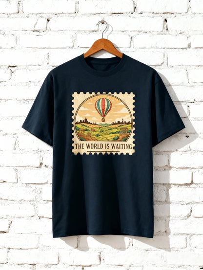 “The World Is Waiting” Unisex Travel T-Shirt – Wanderlust Adventure Tee Unisex Basic T-Shirt