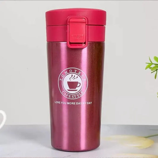 Premium Stainless Steel Coffee Mug – 300ml Pink Thermos Flask | Double Wall Insulated, Spill-Proof Travel Mug with Smart Lid