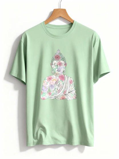 Women’s Buddha & Peace Graphic T-Shirt – Stylish & Mindful Casual Wear Classic Crew T-Shirt