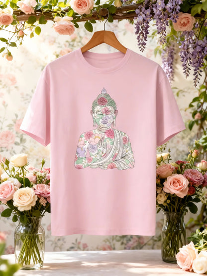 Women’s Buddha & Peace Graphic T-Shirt – Stylish & Mindful Casual Wear Classic Crew T-Shirt