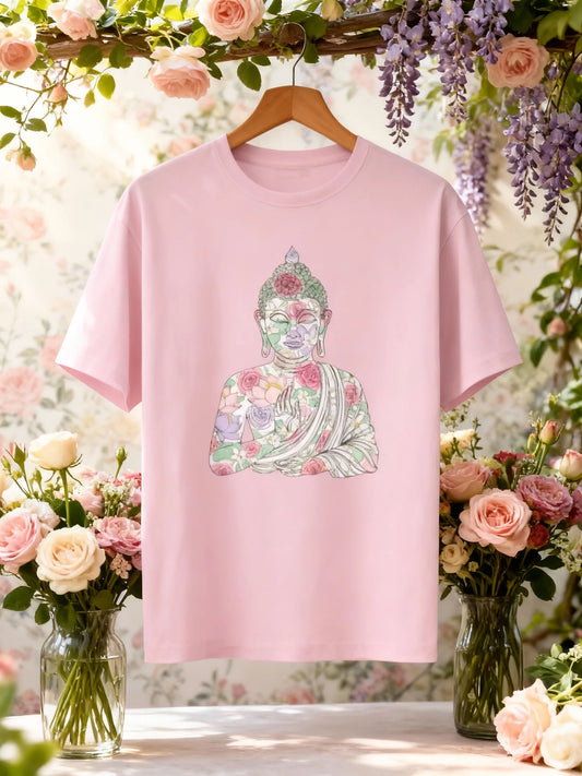 Women’s Buddha & Peace Graphic T-Shirt – Stylish & Mindful Casual Wear Classic Crew T-Shirt