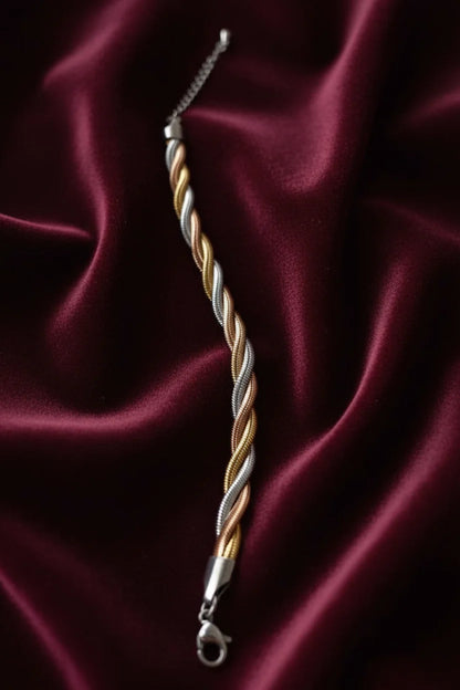 Rose Gold & Silver Twist Chain Bracelet for Women | Anti-Tarnish Stainless Steel Jewelry