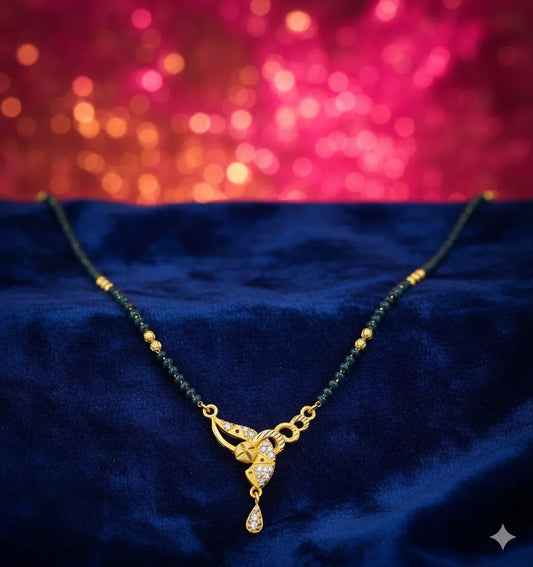 Elegant Daily Wear Gold-Plated Mangalsutra for Women | CZ Stone Pendant | Anti-Tarnish Stainless Steel