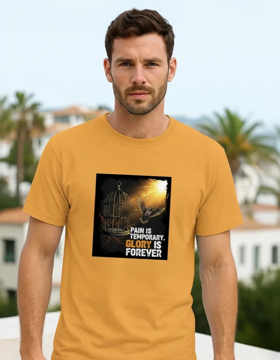 Unisex “Pain is Temporary, Glory is Forever” Motivational Casual Wear Classic Crew T-Shirt