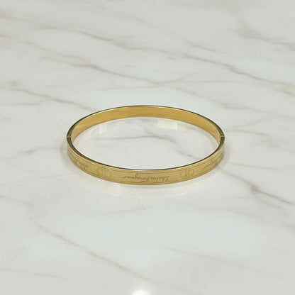 Gold Engraved Bangle Bracelet for Women | Sleek Design | Anti-Tarnish Stainless Steel Jewelry
