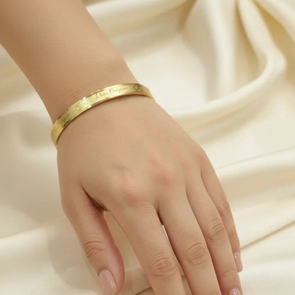 Gold Engraved Bangle Bracelet for Women | Sleek Design | Anti-Tarnish Stainless Steel Jewelry