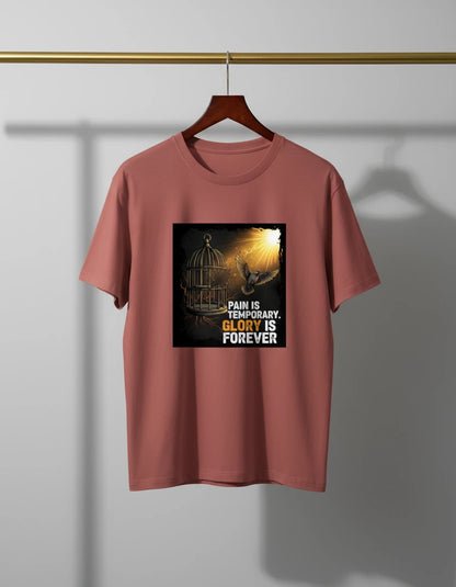 Unisex “Pain is Temporary, Glory is Forever” Motivational Casual Wear Classic Crew T-Shirt