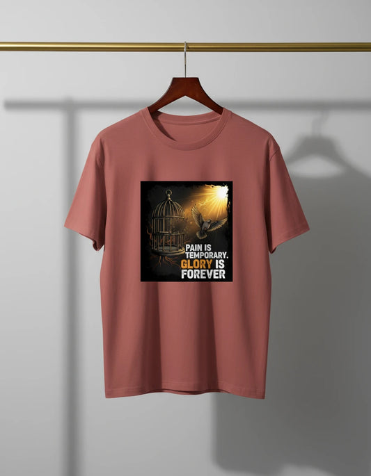 Unisex “Pain is Temporary, Glory is Forever” Motivational Casual Wear Classic Crew T-Shirt