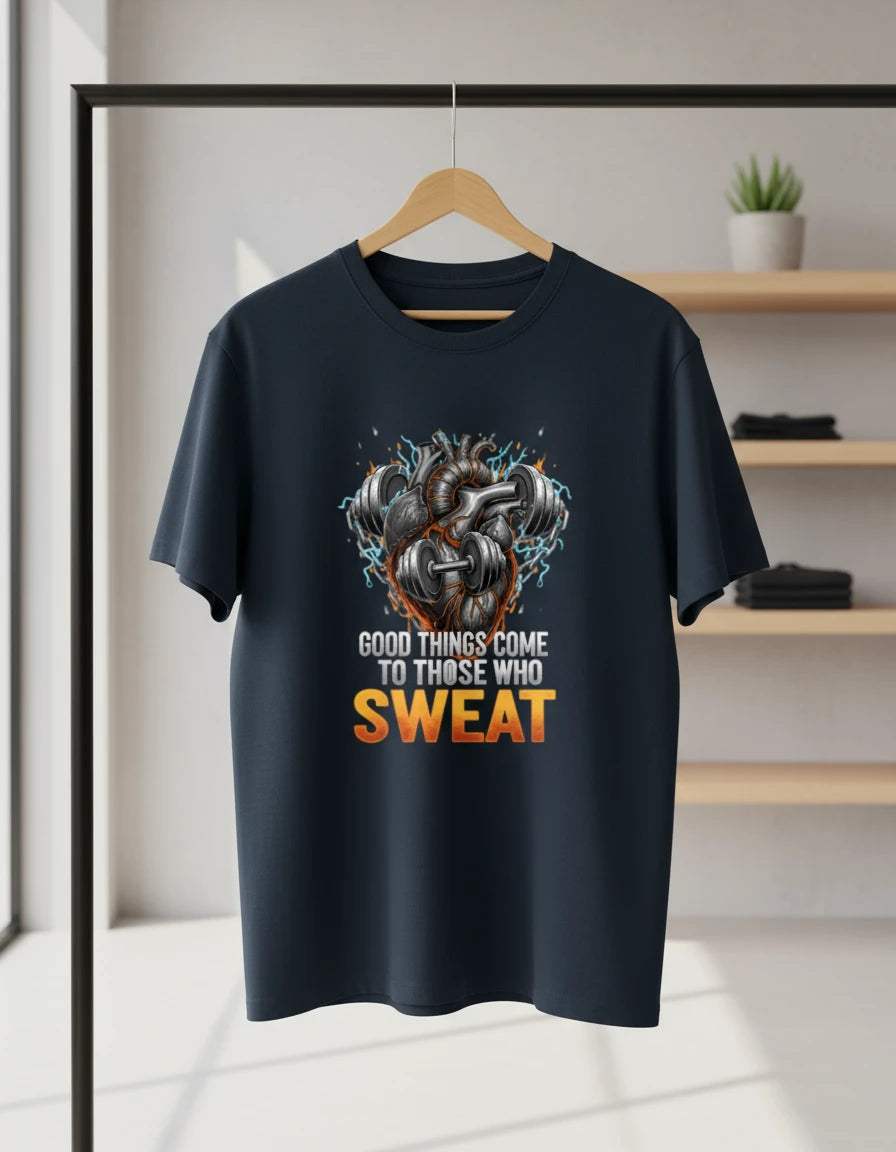 Unisex Basic T-Shirt "Good Things Come to Those Who Sweat" | Gym & Casual