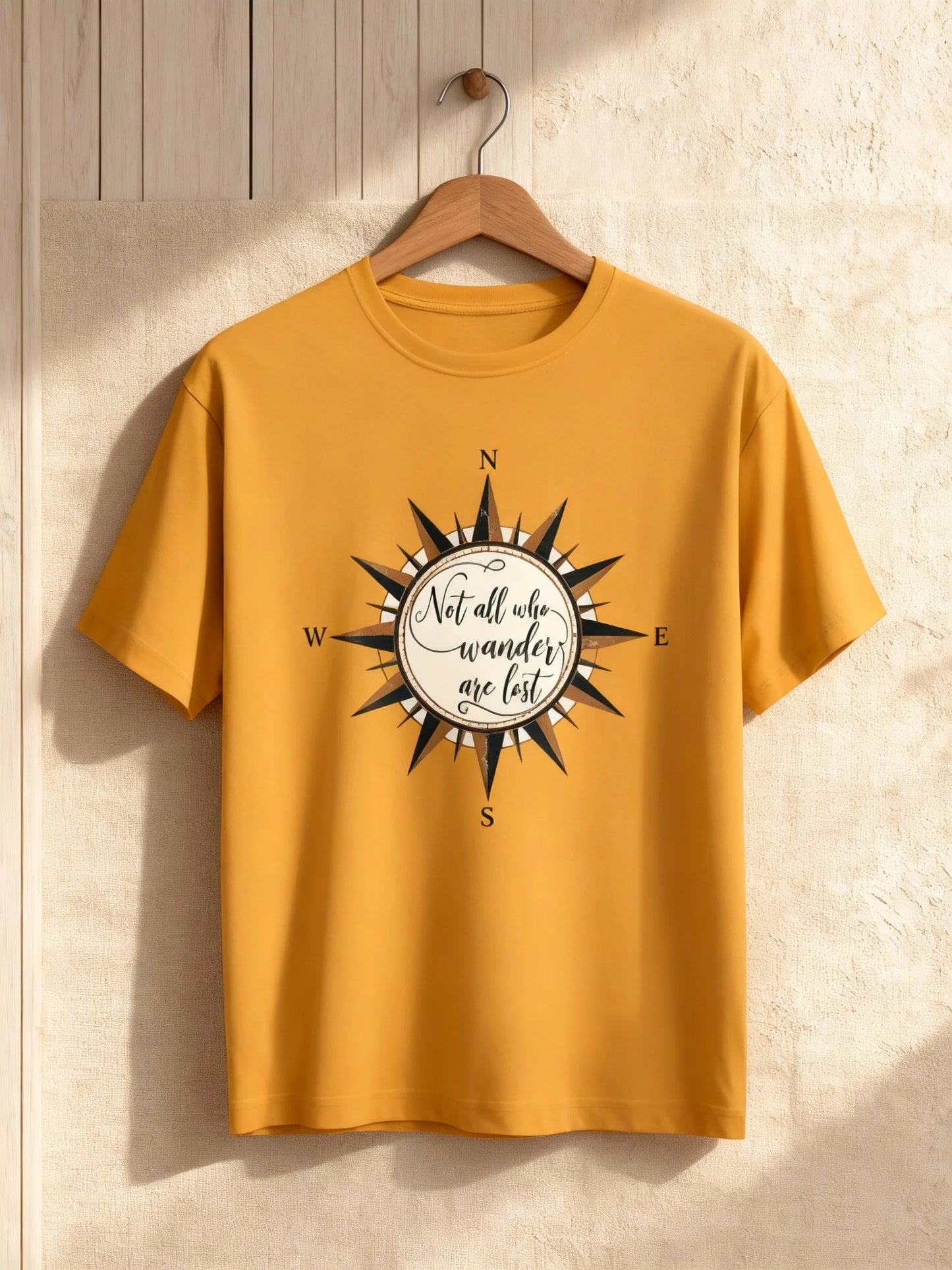“Not All Who Wander Are Lost” Unisex Travel T-Shirt – Compass Adventure Tee Unisex Classic Crew T-Shirt