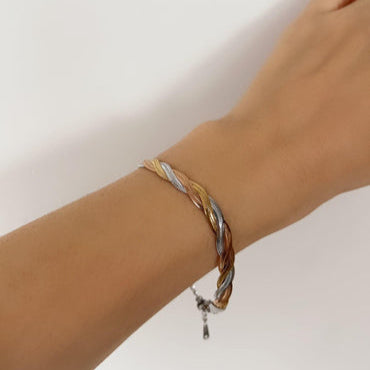 Rose Gold & Silver Twist Chain Bracelet for Women | Anti-Tarnish Stainless Steel Jewelry
