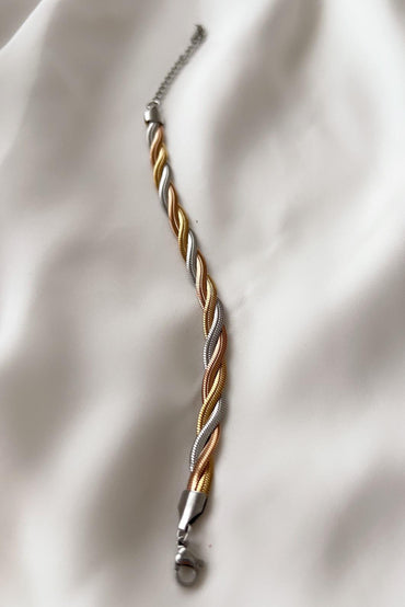 Rose Gold & Silver Twist Chain Bracelet for Women | Anti-Tarnish Stainless Steel Jewelry