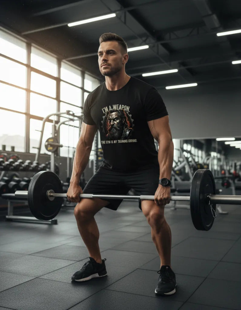 Men’s Motivational Gym T-Shirt – “I’m a Weapon, The Gym is My Training Ground” Basic T-Shirt