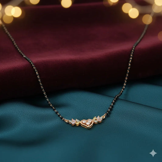 Rose Gold Heart Mangalsutra for Women | Stainless Steel | Anti-Tarnish | Black Bead Chain | Daily & Party Wear Jewelry
